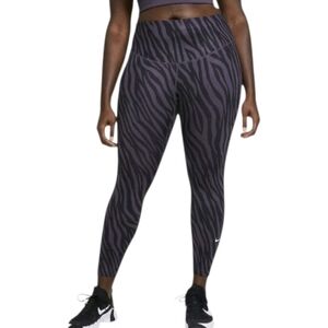Nike Women's Black/ Purple Dri-Fit Zebra Print Leggings